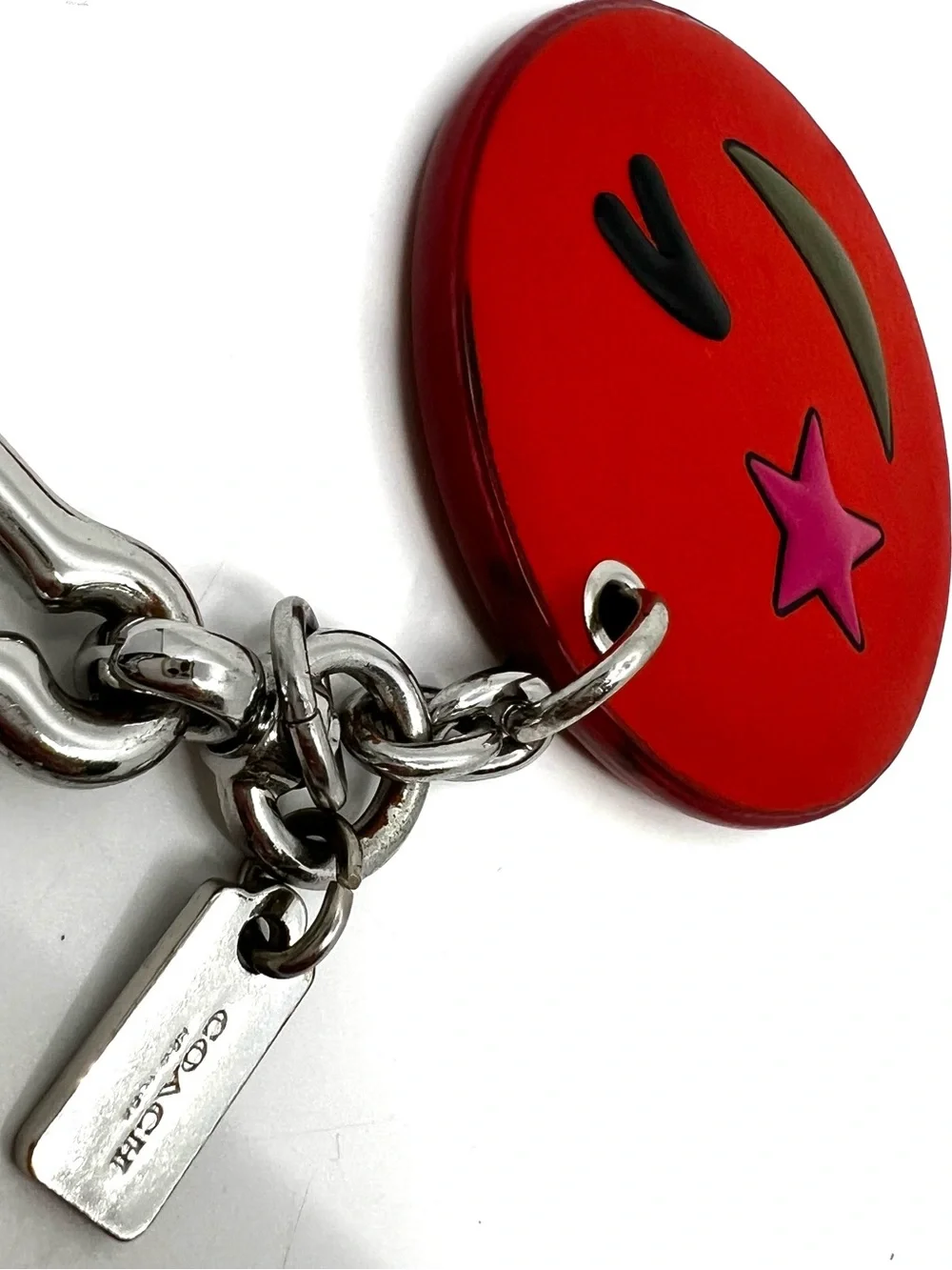 Coach Leather Winky Emoji Bag Charm Keychain F65831